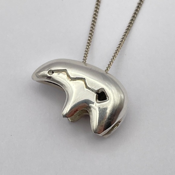 Jewelry - Southwestern Sterling Silver Spirit Bear Pendant‎ Necklace Unisex Minimalist